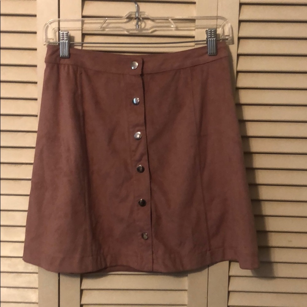 Pink suede mini skirt